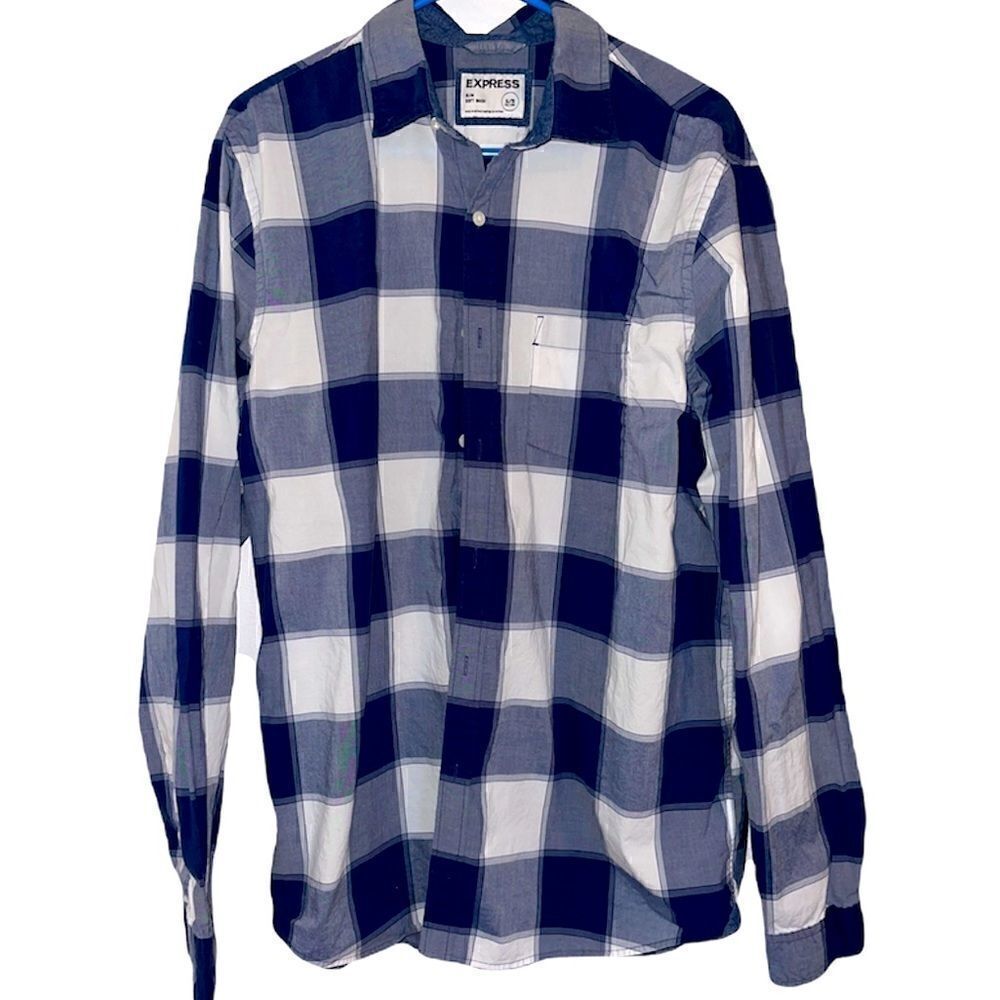 Express Slim Soft Wash Plaid Button Down Shirt